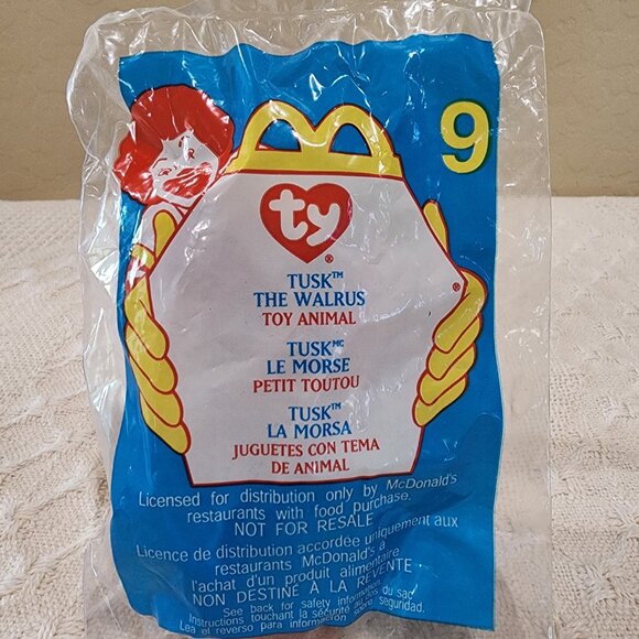 2000 TY TEENIE BEANIE BABIES McDonald's Happy Meal TUSK the Walrus Plush #9 NIP - Picture 2 of 4